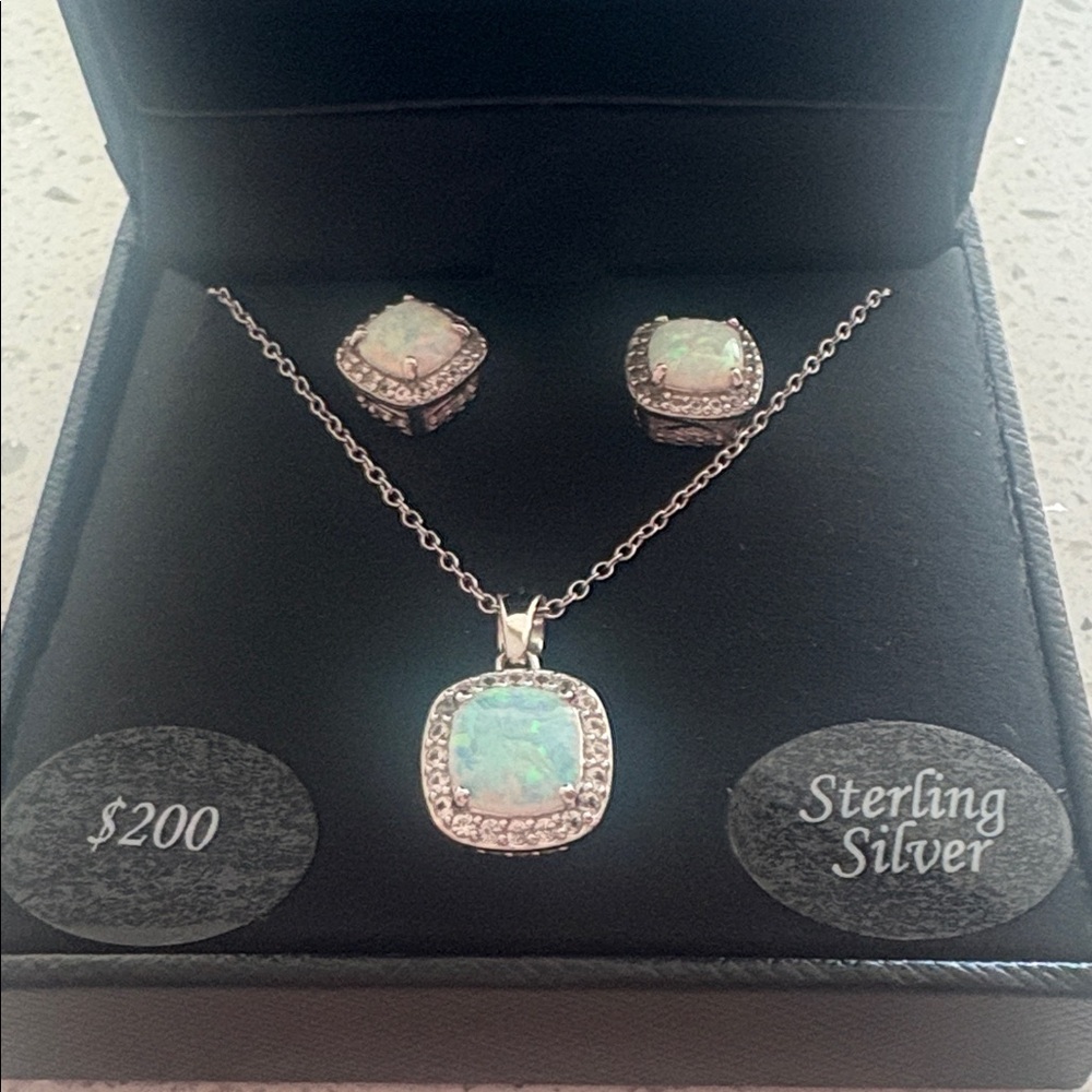 Sterling Silver Opal Jewelry Set